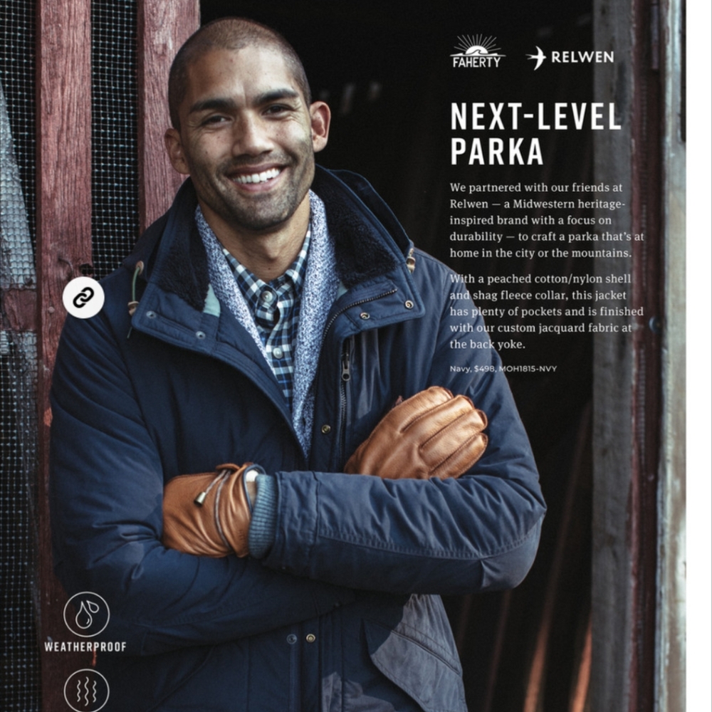 Relwen x Faherty Collaboration Next-Level Covert Parka - Navy Blue - EUC Medium